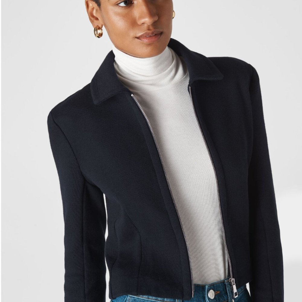 NWOT - Whistles - Zip Front Long Sleeve Jacket in Black, size US 10